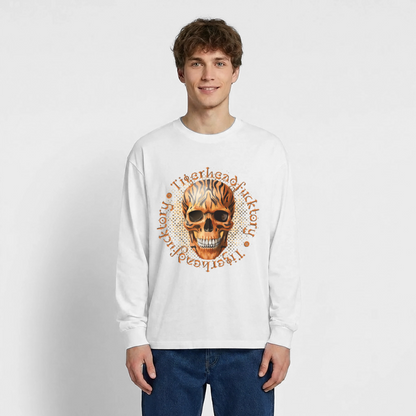 Tiger Skull Design – Oversized Langarmshirt - Weiß