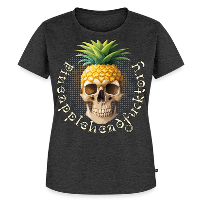 Pineapple Skull Design - Frauen Premium T-Shirt - Anthrazit meliert