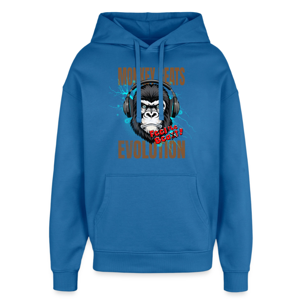 Monkey Beats Design – Oversized Unisex Hoodie - Achtsames Blau