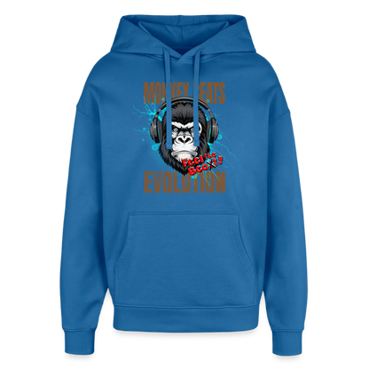 Monkey Beats Design – Oversized Unisex Hoodie - Achtsames Blau