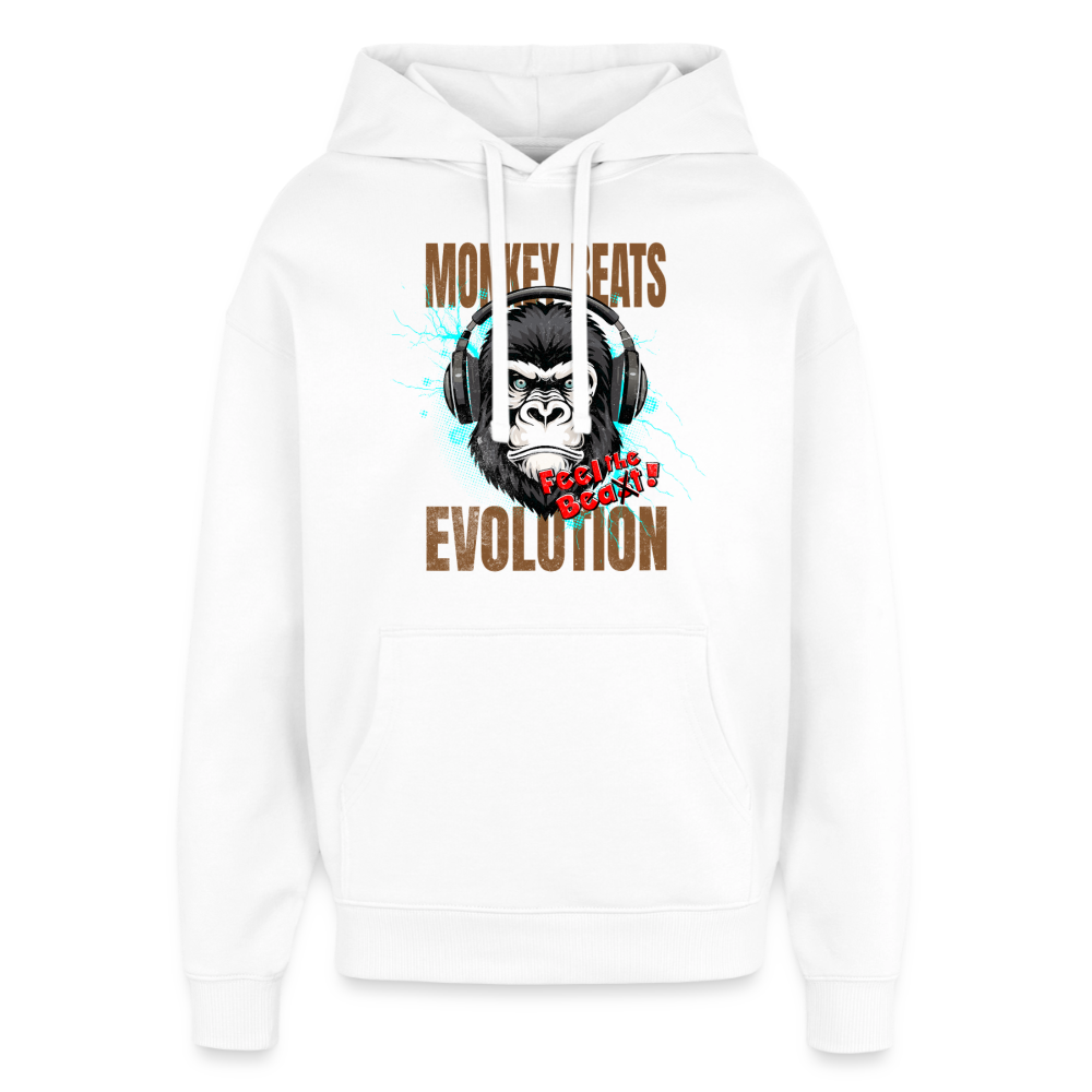 Monkey Beats Design – Oversized Unisex Hoodie - Weiß