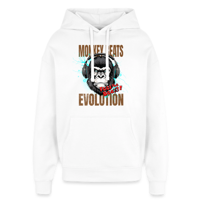 Monkey Beats Design – Oversized Unisex Hoodie - Weiß