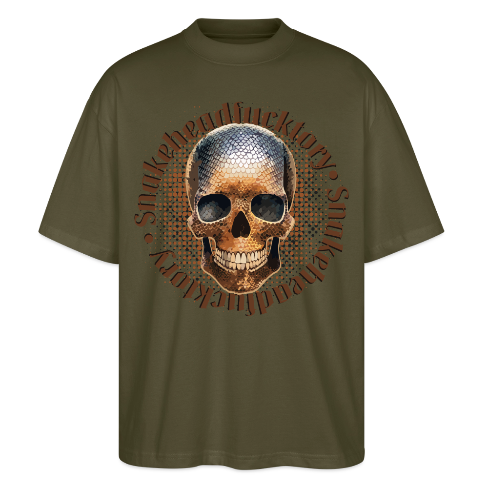 Snake Skull Design – Oversized Unisex Bio T-Shirt - Khaki