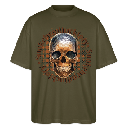 Snake Skull Design – Oversized Unisex Bio T-Shirt - Khaki
