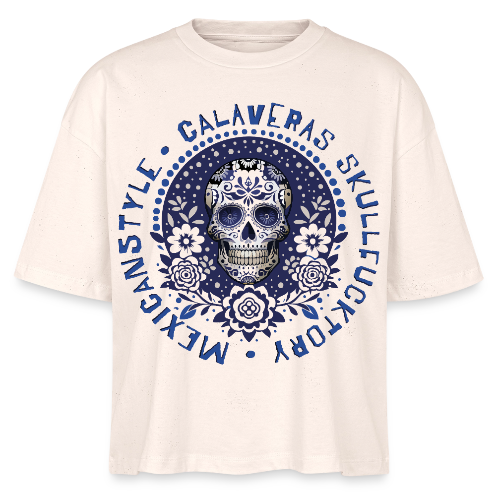 Sugar Skull Blau Design – Frauen Boxy Bio-T-Shirt - Natur