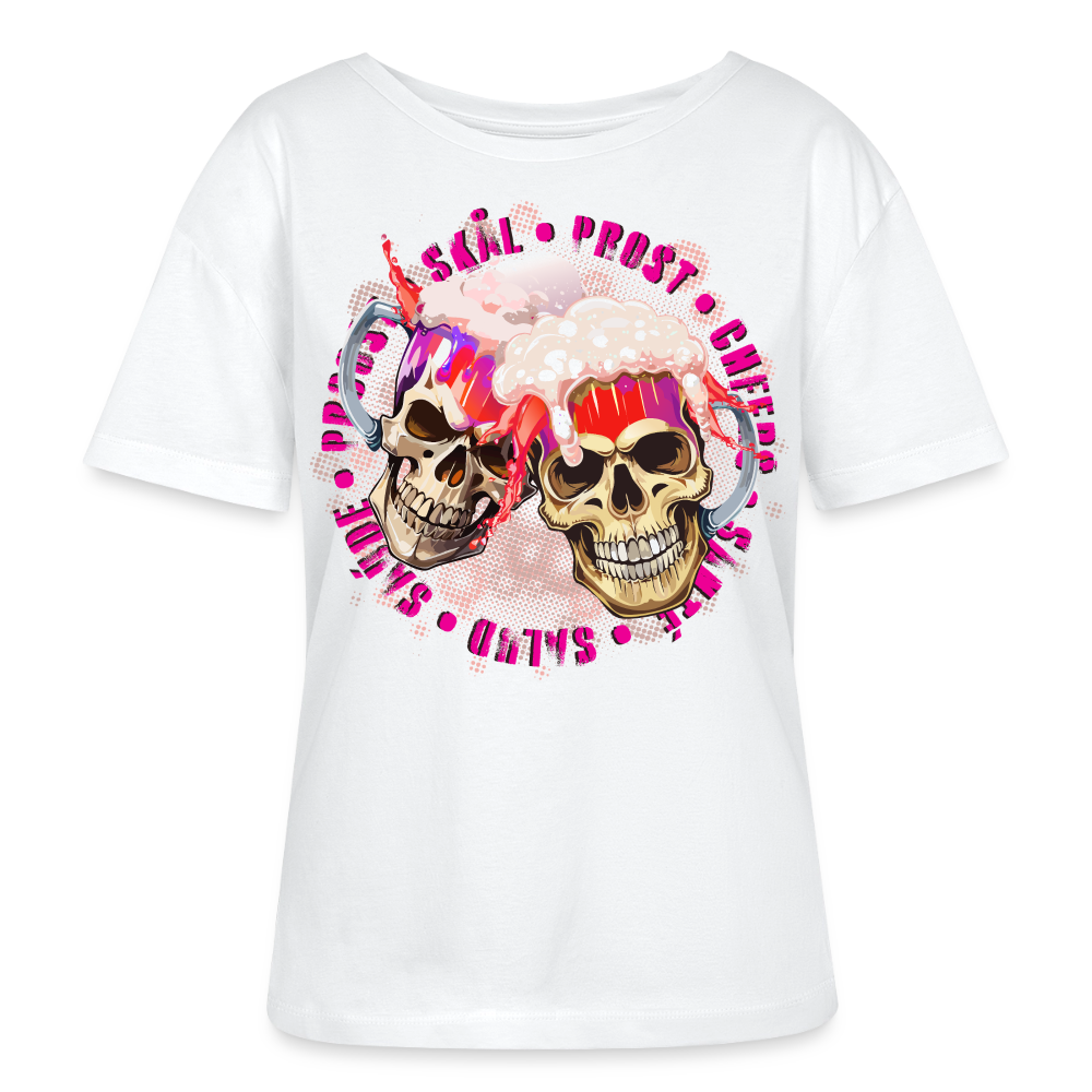 Party Skull Design Pink – Rundhals Frauen Bio-T-Shirt - Weiß