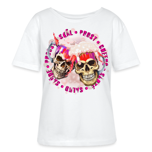Party Skull Design Pink – Rundhals Frauen Bio-T-Shirt - Weiß