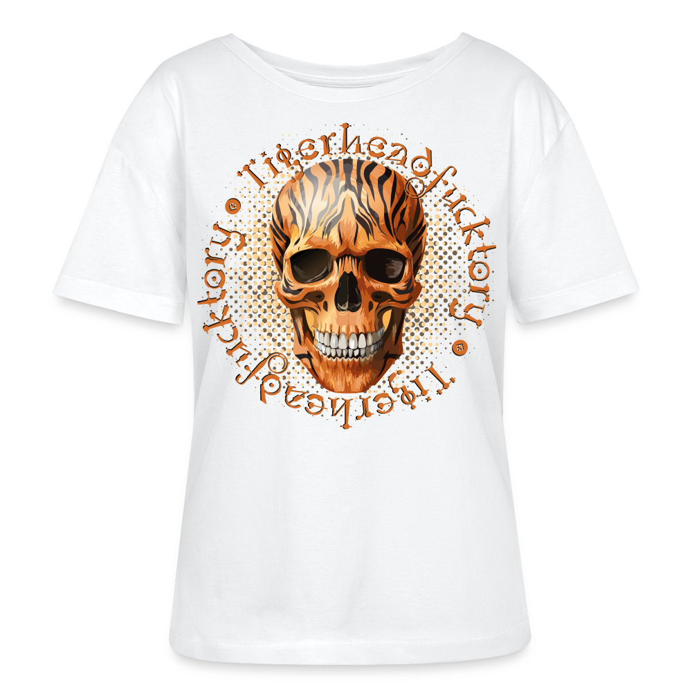 Tiger Skull Design – Rundhals Frauen Bio-T-Shirt - Weiß