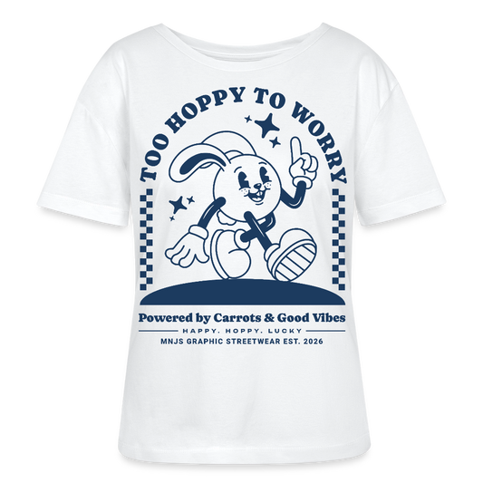 Too Hoppy Too Worry Design – Rundhals Frauen Bio-T-Shirt - Weiß