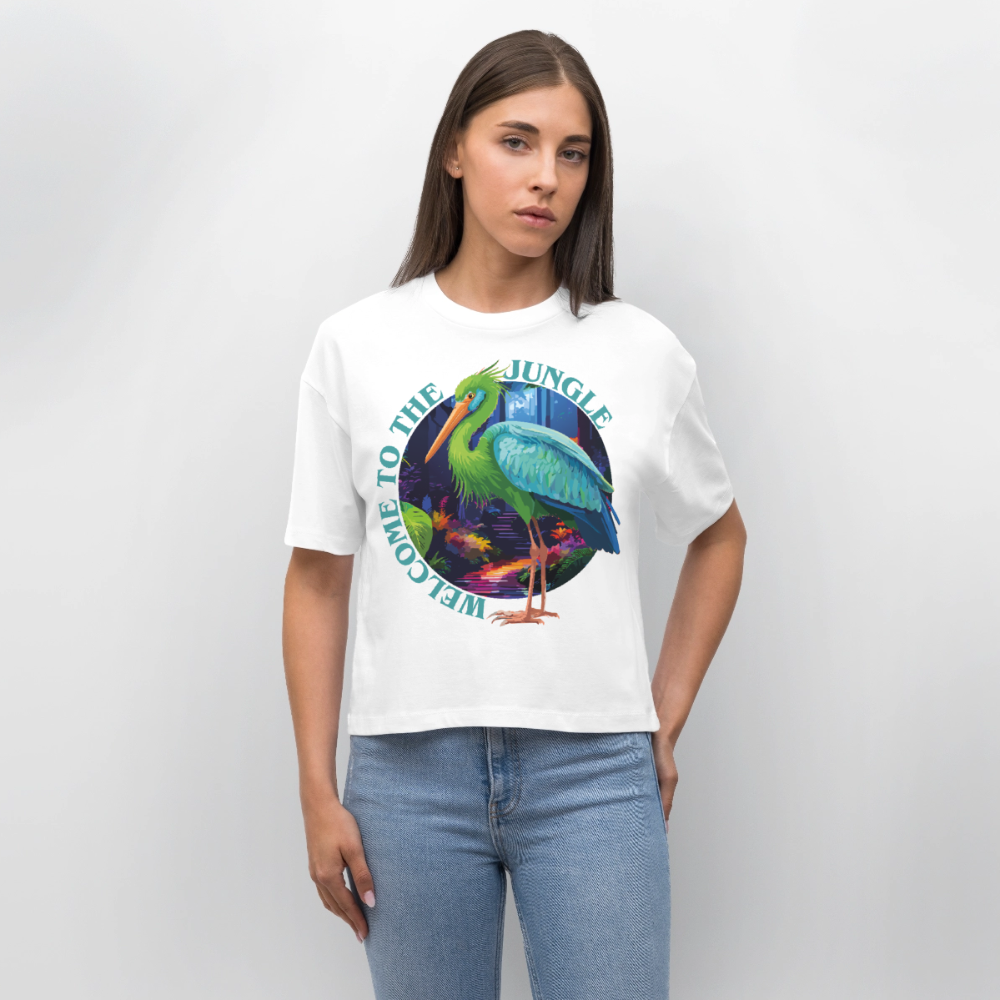 Jungle Design – Frauen Boxy Bio-T-Shirt - Weiß
