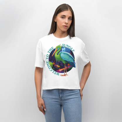 Jungle Design – Frauen Boxy Bio-T-Shirt - Weiß