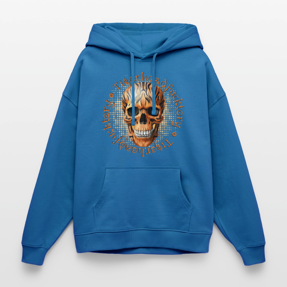 Tiger Skull Design – Oversized Unisex Hoodie - Achtsames Blau