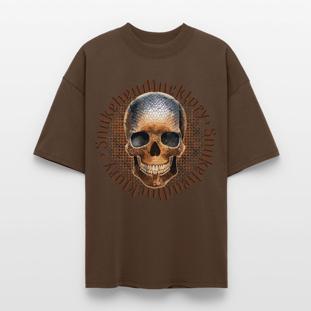 Snake Skull Design – Oversized Unisex Bio T-Shirt - Dunkelbraun