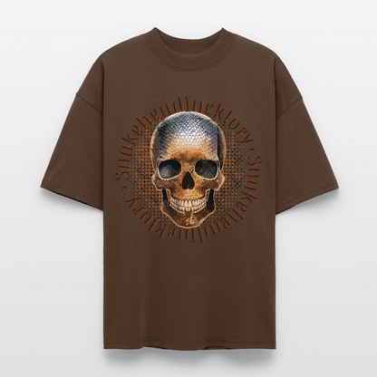 Snake Skull Design – Oversized Unisex Bio T-Shirt - Dunkelbraun
