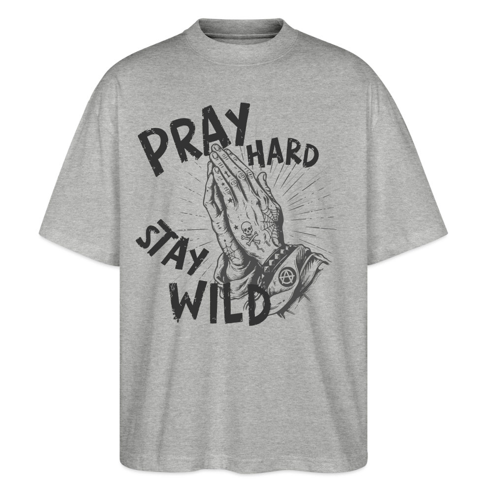 Pray Hard Design – Unisex Bio T-Shirt - Grau meliert