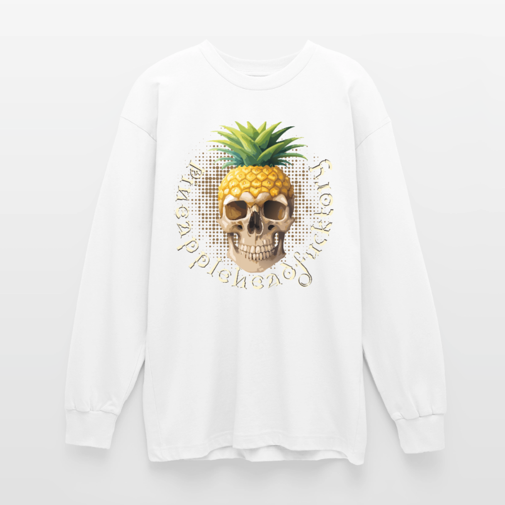 Pineapple Skull Design - Oversized Langarmshirt - Weiß
