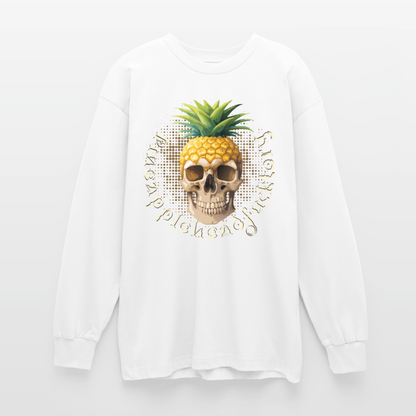 Pineapple Skull Design - Oversized Langarmshirt - Weiß