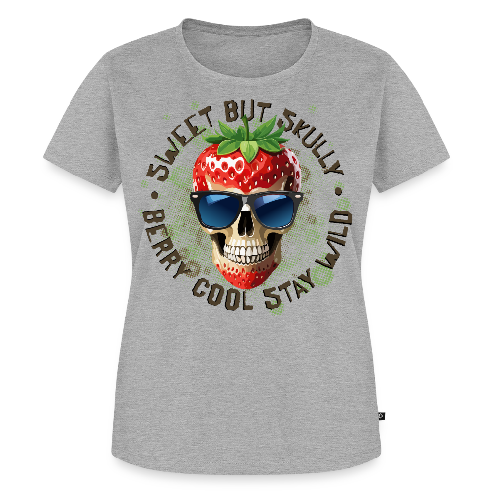 Strawberry Skull Design – Frauen Premium T-Shirt - Grau meliert