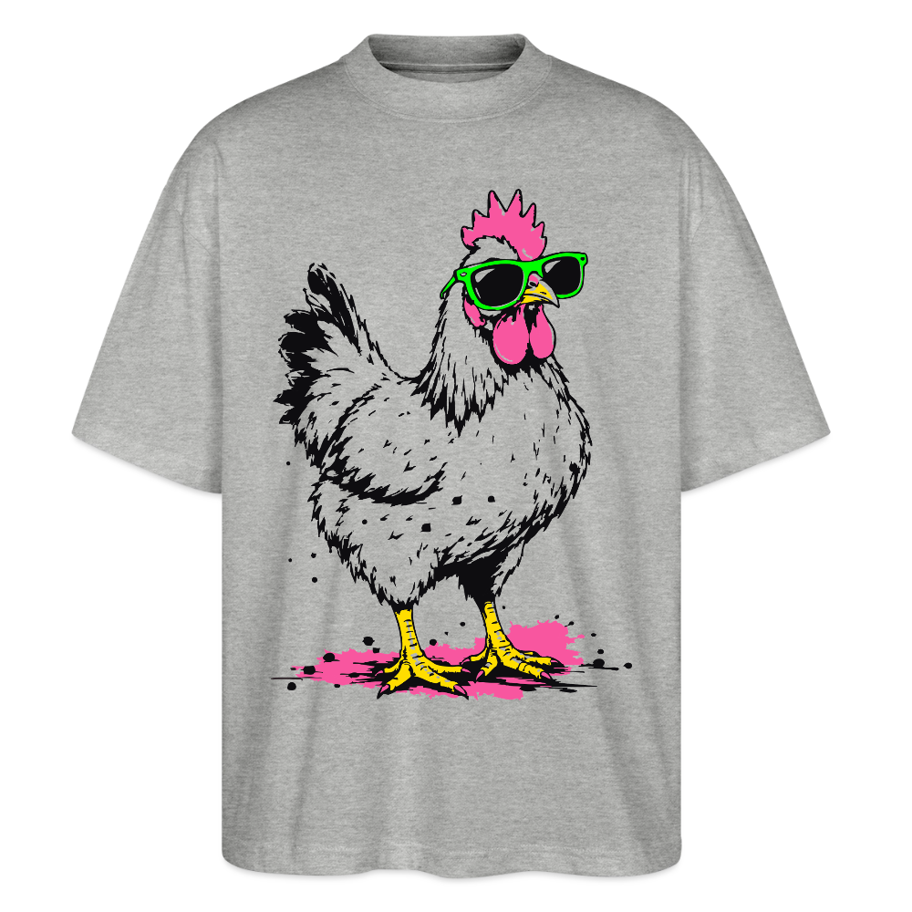 Street Chicken Design – Oversized Unisex Bio T-Shirt - Grau meliert