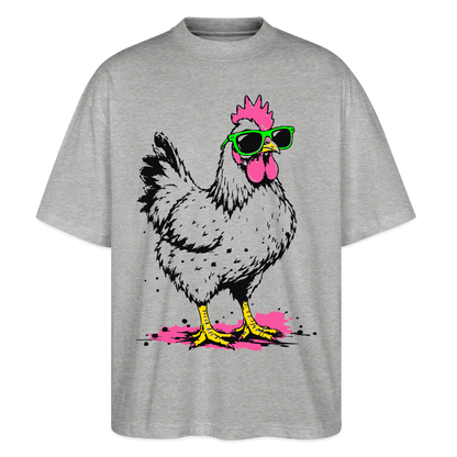 Street Chicken Design – Oversized Unisex Bio T-Shirt - Grau meliert