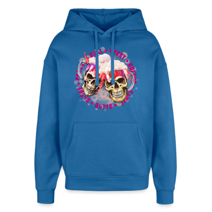 Party Skull Design Pink – Oversized Unisex Hoodie - Achtsames Blau