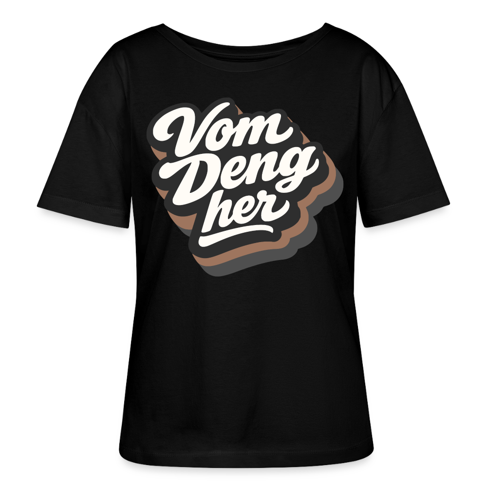 Vom Deng her Design – Rundhals Frauen Bio-T-Shirt - Schwarz