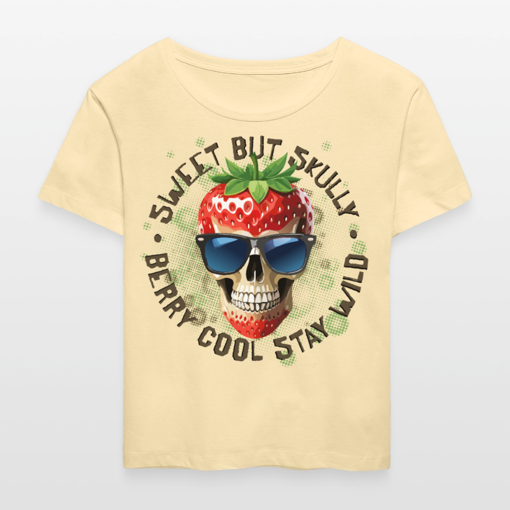 Strawberry Skull Design – Rundhals Frauen Bio-T-Shirt - Creme