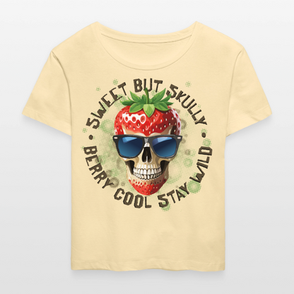 Strawberry Skull Design – Rundhals Frauen Bio-T-Shirt - Creme