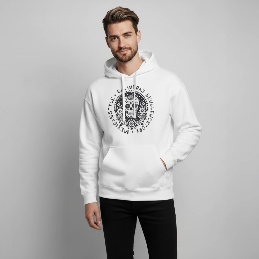 Sugar Skull Black Design - Oversized Unisex Hoodie - Weiß