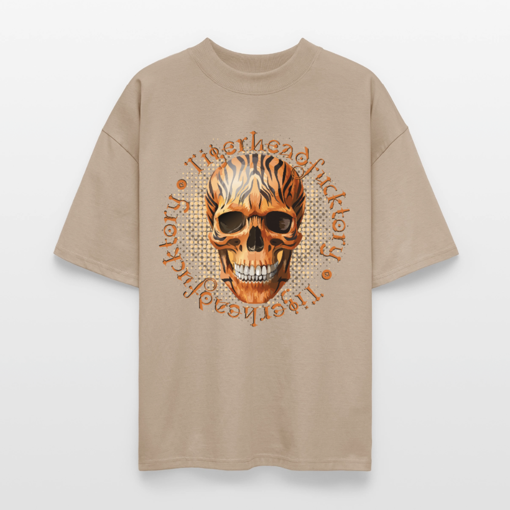 Tiger Skull Design – Oversized Unisex Bio T-Shirt - Steingrau