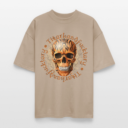 Tiger Skull Design – Oversized Unisex Bio T-Shirt - Steingrau