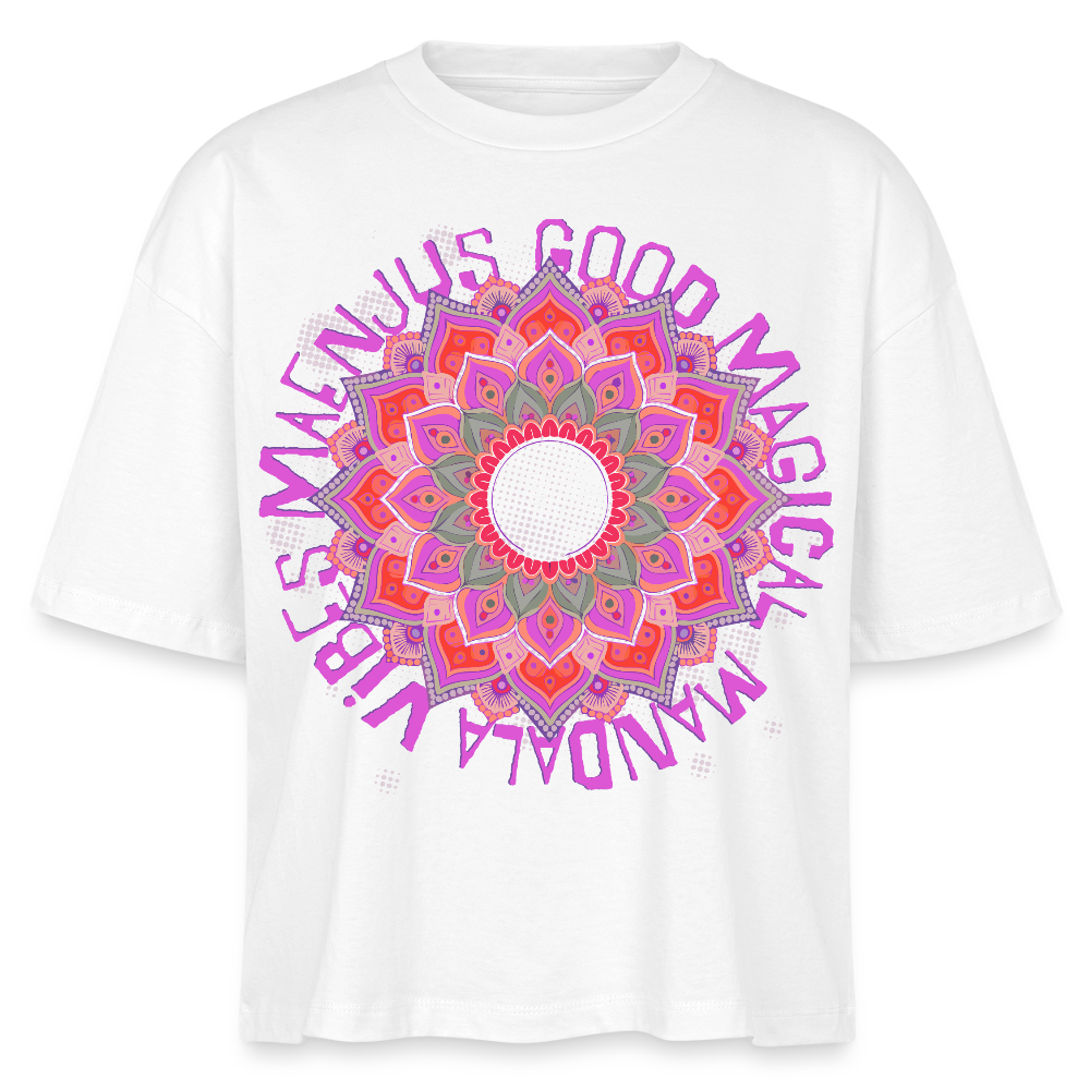 Mandala Pink Design – Frauen Boxy Bio-T-Shirt - Weiß