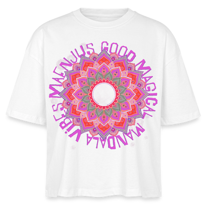 Mandala Pink Design – Frauen Boxy Bio-T-Shirt - Weiß
