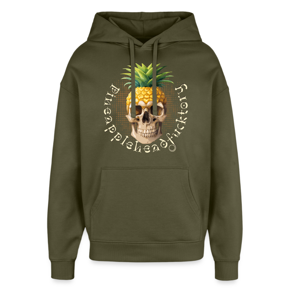 Pineapple Skull Design - Oversized Unisex Hoodie - Khaki