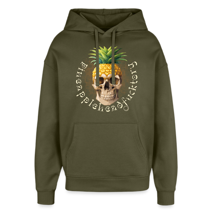 Pineapple Skull Design - Oversized Unisex Hoodie - Khaki