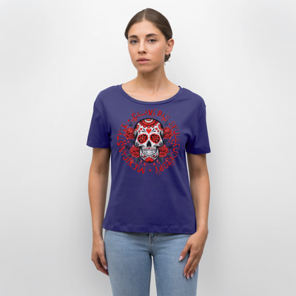 Sugar Skull Rosen Design - Rundhals Frauen Bio-T-Shirt - Dämmerung