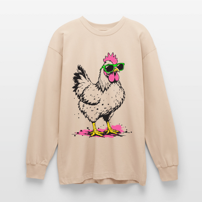 street Chicken Design – Oversized Langarmshirt - Sand