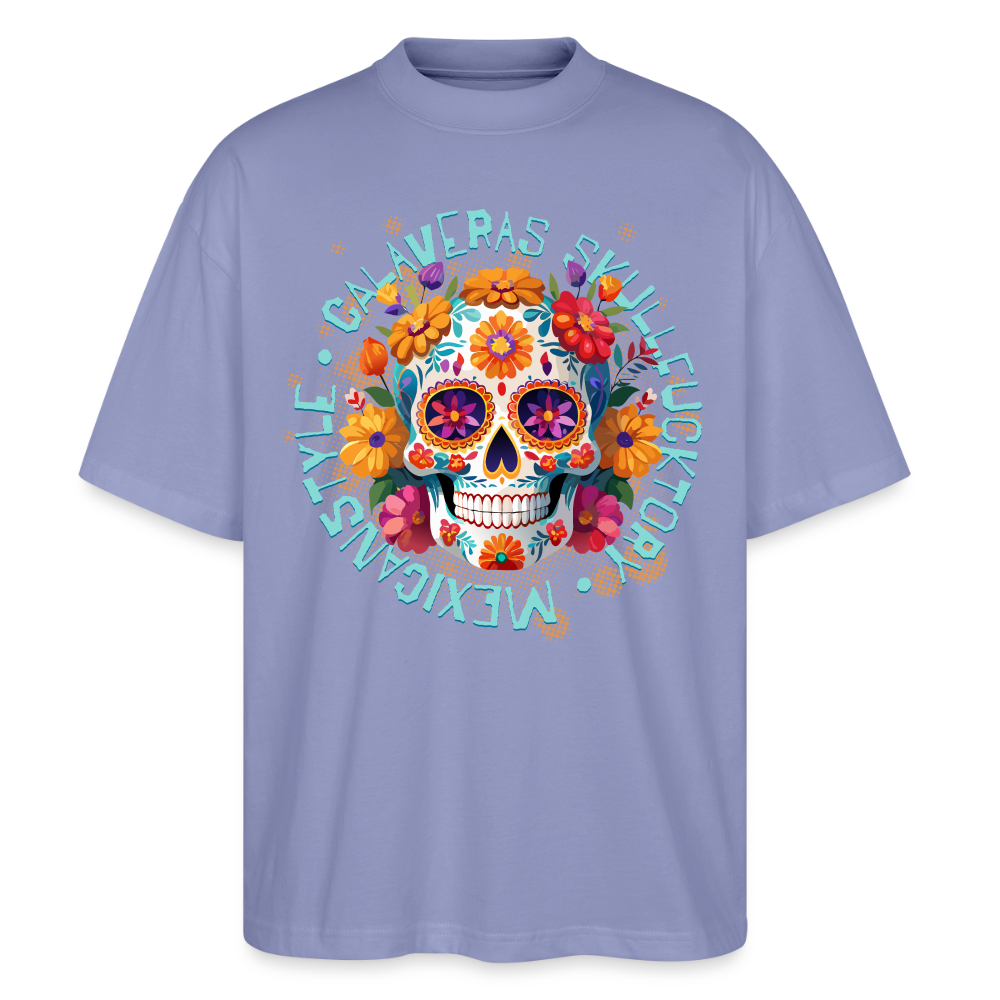 Sugar Skull Blumen – Oversized Unisex Bio T-Shirt - Violett