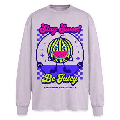 Stay Sweet Design – Oversized Langarmshirt - verblasstes Lila