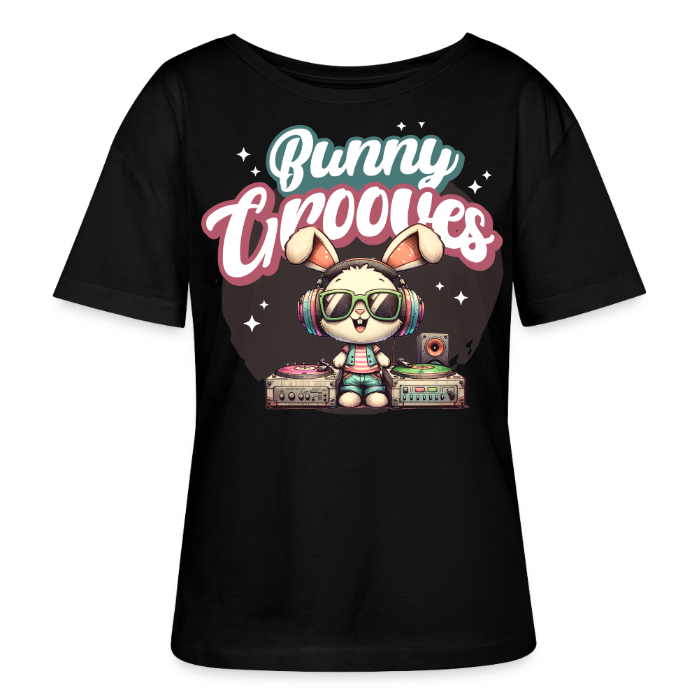 Bunny Grooves Design – Rundhals Frauen Bio-T-Shirt - Schwarz