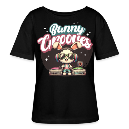 Bunny Grooves Design – Rundhals Frauen Bio-T-Shirt - Schwarz