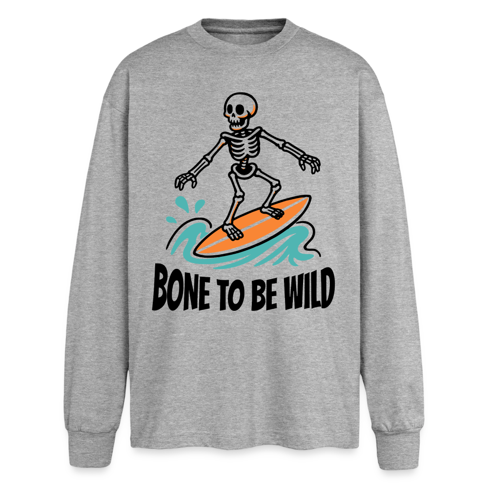 Bone to be Wild – Oversized Langarmshirt - Grau meliert