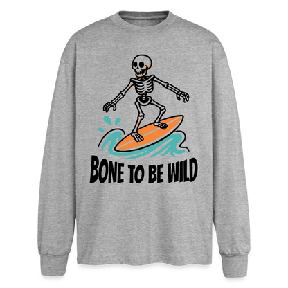 Bone to be Wild – Oversized Langarmshirt - Grau meliert
