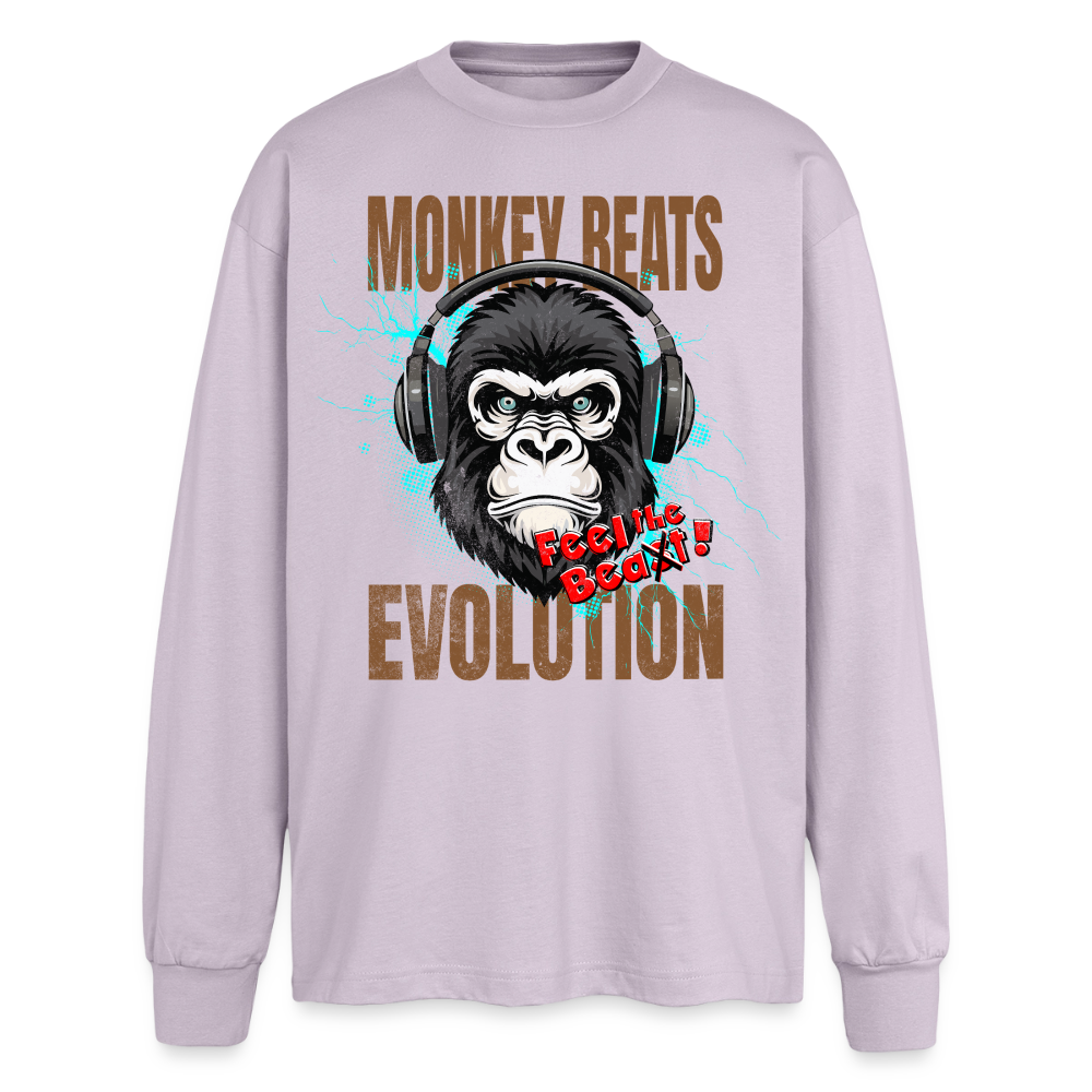 Monkey Beats Design – Oversized Langarmshirt - verblasstes Lila