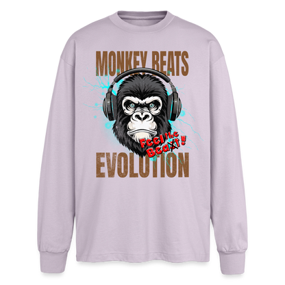Monkey Beats Design – Oversized Langarmshirt - verblasstes Lila