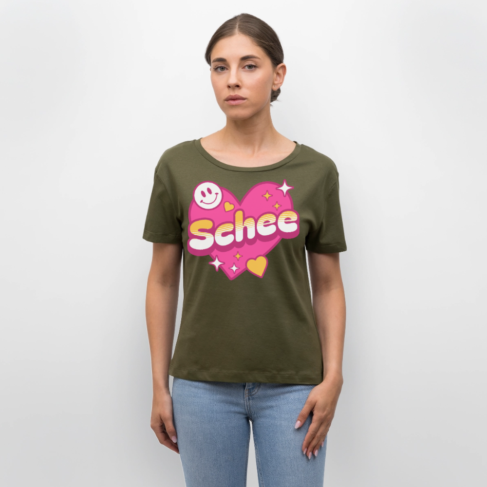 Schnee Design – Rundhals Frauen Bio-T-Shirt - Khaki