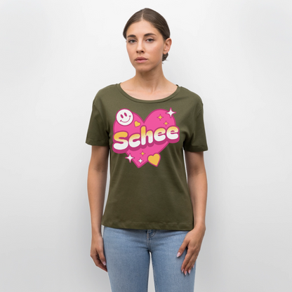 Schnee Design – Rundhals Frauen Bio-T-Shirt - Khaki
