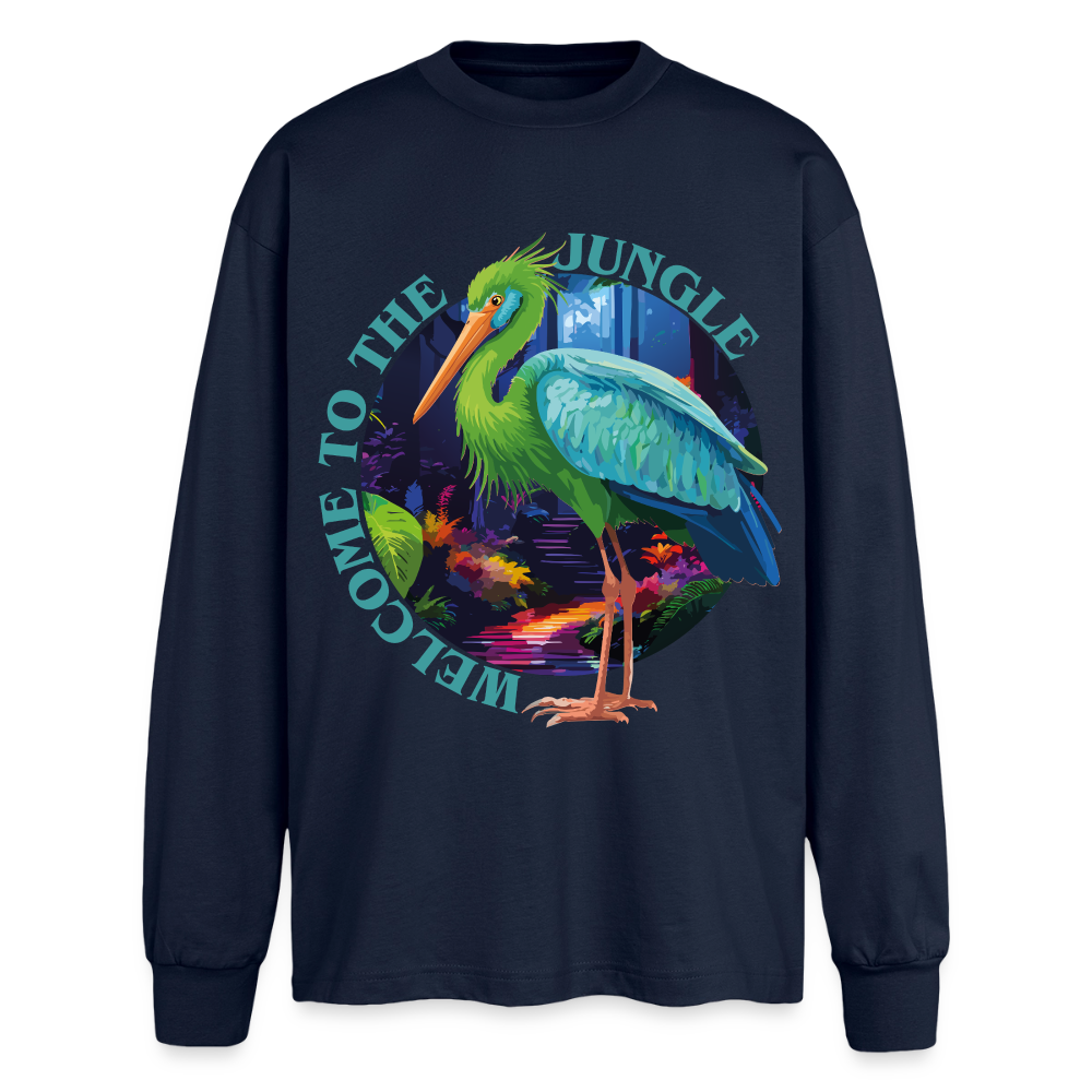 Jungle Design – Oversized Langarmshirt - Navy