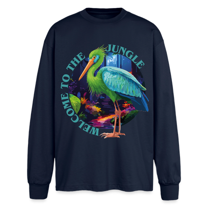 Jungle Design – Oversized Langarmshirt - Navy