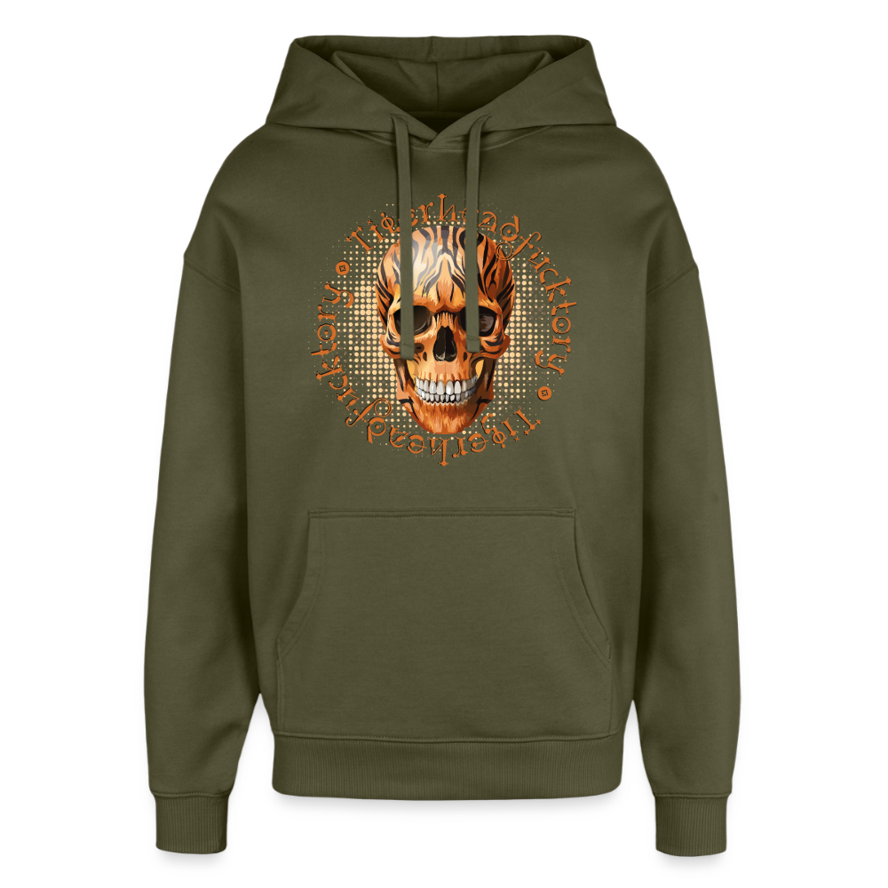Tiger Skull Design – Oversized Unisex Hoodie - Khaki
